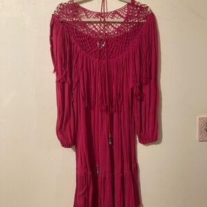 Bila Red Crochet Detail Dress